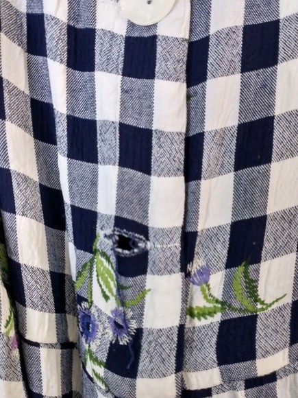 VTG SL Fashions Womens Maxi Dress Sz 6 Petite Blue Plaid Floral Cottage Prairie - Picture 4 of 7